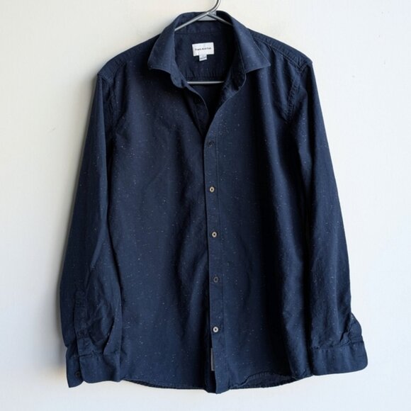 Frank and Oak Cotton Blue Speckled Button Down Shirt - Picture 1 of 4